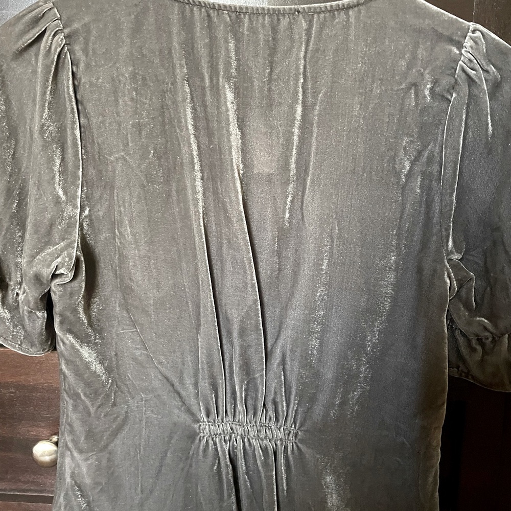 Madewell velvet short sleeve button down top. NWT